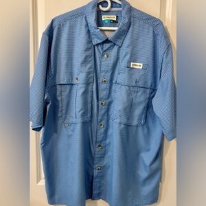 Magellan Outdoors Fish Gear Short Sleeve Vented Fishing Shirt Sz XL Blue/White